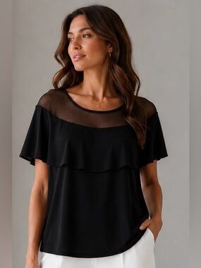 CLARA SUNWOO Black Ruffle Blouse